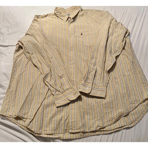 Vintage Men's Polo Ralph Lauren Shirt, XXL, Yellow & Blue Striped